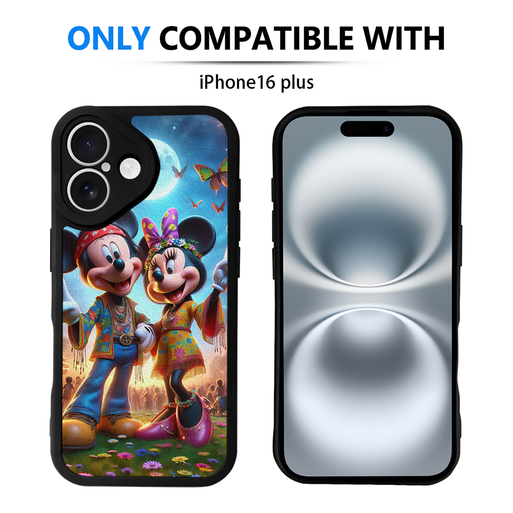 （画像用） ミッキーマウス Mickey Mouse 【iPhone 16シリーズ対応】シリコンスマホケース（レザー調） 材質：シリコン